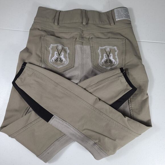 Goode Rider Equestrian Horse Riding Full Seat Breeches Pants Gray 24 R - Picture 4 of 5